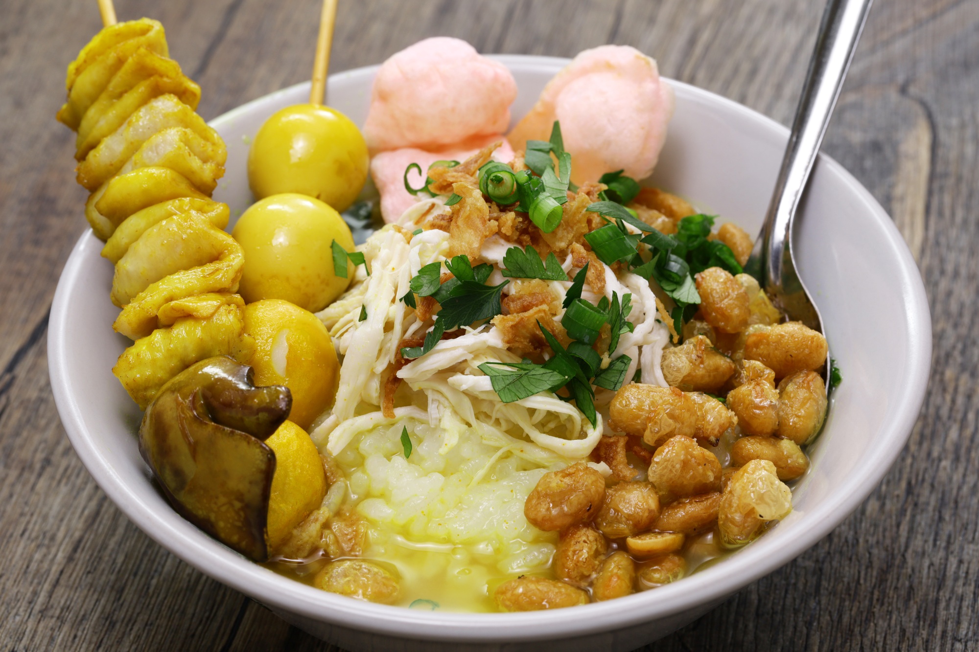 Bubur ayam an Indonesian chicken congee breakfast staple