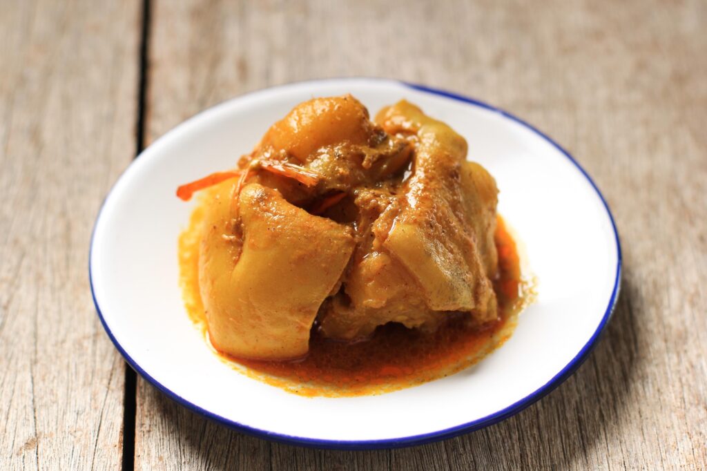 Gulai tunjang beef tendon stewed in coconut sauce jajandikitid makanan khas padang Gulai Tunjang Beef Tendon Stewed in Coconut Sauce
